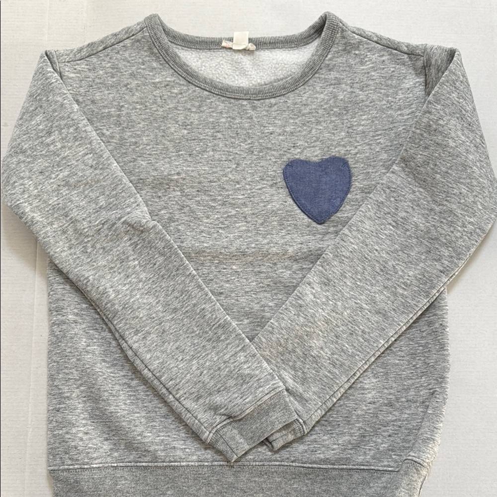 Crewcuts Gray Kids Sweatshirt with Blue Heart Patch